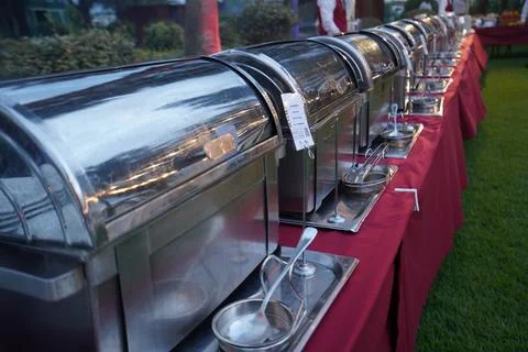 Hot course buffet at event Stock Photos