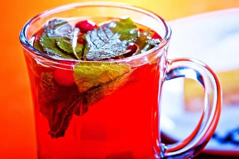 Hot cranberry tea Stock Photos