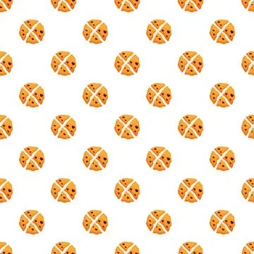 Hot cross buns seamless pattern for easter baking Stock Illustration