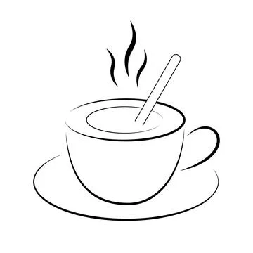Hot Cup of Coffee with Spoon Vector Illustration Illustrazione stock
