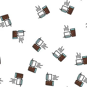 Hot cup of coffee vector seamless pattern Stockillustratie