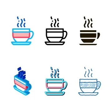Hot cup of tea icon vector simplified outline 库存插图