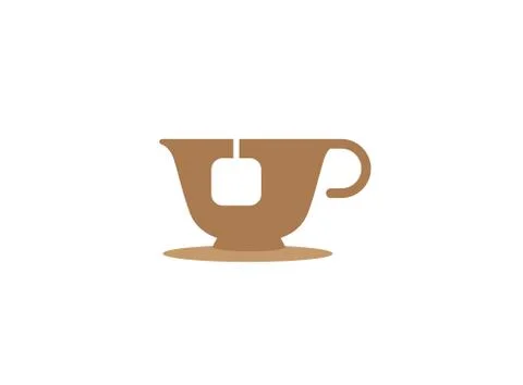 Hot cup of tea in a mug with mint for logo design Stock Illustration