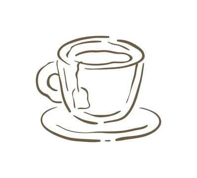 A Hot Cup Of Tea With A Tea Bag On A Saucer Vector Illustration Doodle イラスト素材