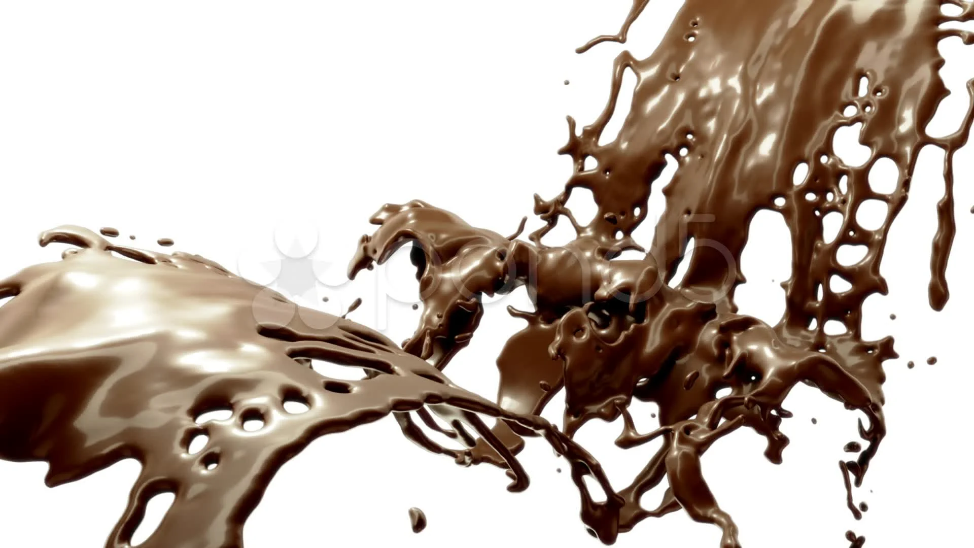 Hot dark and milk chocolate slow motion splashes. Alpha is 