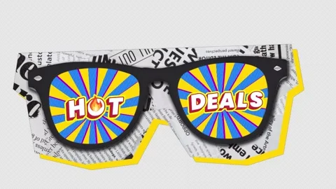 Hot Deals Animated Text with Fire Icon - Cartoon Style Sale Sign Video stock 324557173