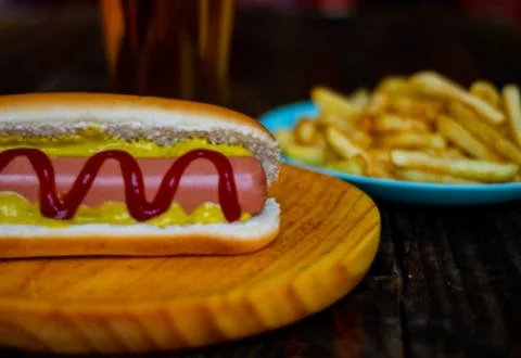 Hot dog and chips Stock Photos