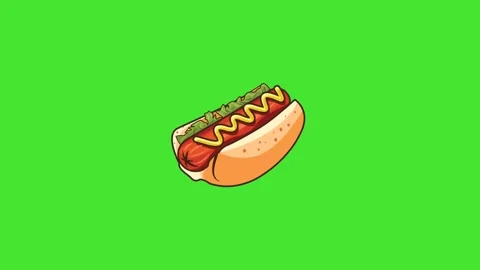 Hot Dog Animation Loop on Green Screen Chroma Key Stock Footage 341983249