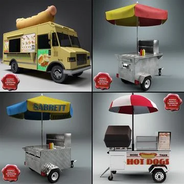 Hot Dog Carts Collection 3D Model