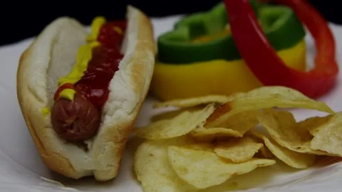 Hot Dog Chips, and some peppers Stock Footage 243618286