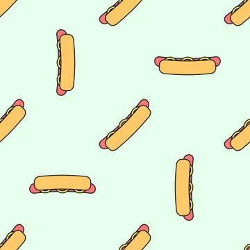 Hot dog colored seamless pattern. Stock Illustration