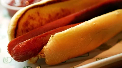 Hot dog  With drink on table 스톡 동영상 202835255