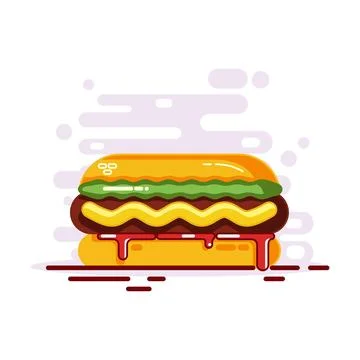 Hot dog Flat Design Vector Illustration Flat Design, Modern Flat Design Stock Illustration