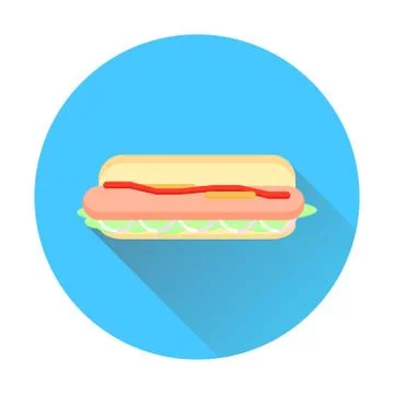 Hot dog icon with long shadow Stock Illustration
