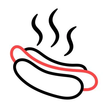 Hot Dog Icon with Steam. Vector Illustration Stock Illustration