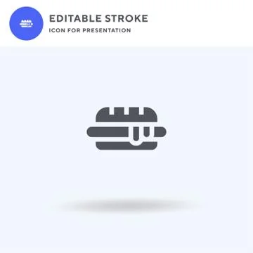 Hot Dog icon vector, filled flat sign, solid pictogram isolated on white, log Stock Illustration