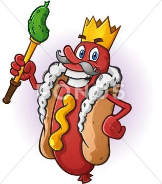 Hot Dog King Cartoon Character Stock Illustration