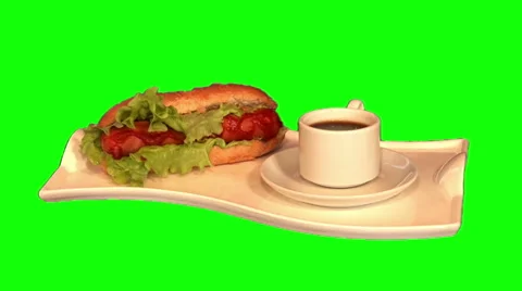 Hot dog with leaf lettuce and cup of coffee Stock Footage 45894112
