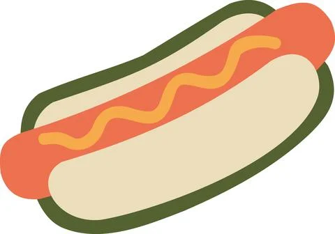 Hot dog with mustard flat vector icon isolated on white background Stock Illustration