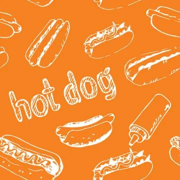Hot Dog Seamless Pattern Stock Illustration