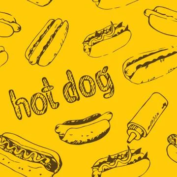 Hot Dog Seamless Pattern Stock Illustration