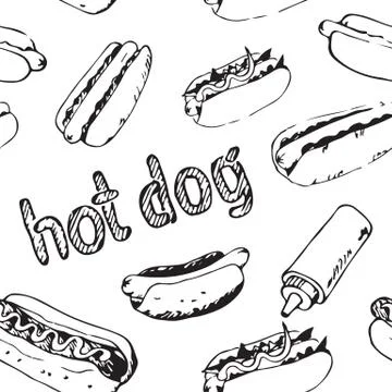 Hot Dog Seamless Pattern Stock Illustration