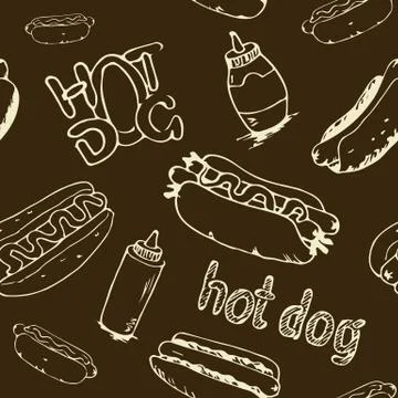 Hot Dog Seamless Pattern Stock Illustration
