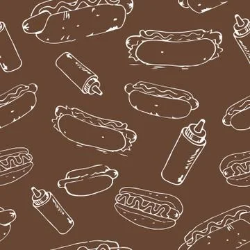 Hot Dog Seamless Pattern Stock Illustration