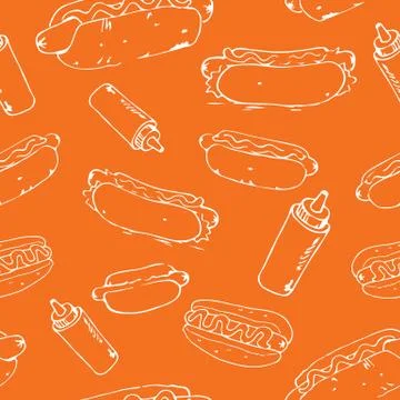 Hot Dog Seamless Pattern Stock Illustration