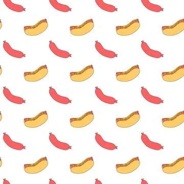 Hot dog seamless pattern. Stock Illustration