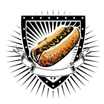 Hot dog shield Stock Illustration