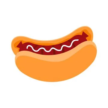 Hot Dog Simple Flat Illustration Stock Illustration