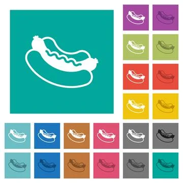 Hot dog square flat multi colored icons Stock Illustration