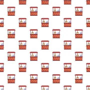 Hot dog stall pattern creating repeating street food illustration Stock Illustration