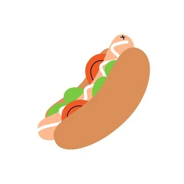 Hot dog. Takeaway snack. Vector illustration. Stock Illustration