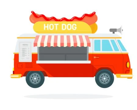 Hot dog track vector flat material design isolated object on white background. Stock Illustration