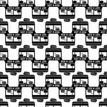 Hot dog trailer pattern seamless vector Illustrazione stock