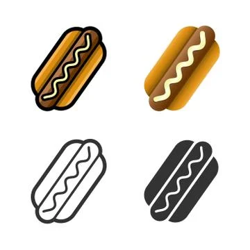 Hot dog vector colored icon set 스톡 일러스트