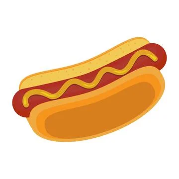 Hot Dog. Vector isolated flat illustration of fast food for poster, menu, bro Stock Illustration