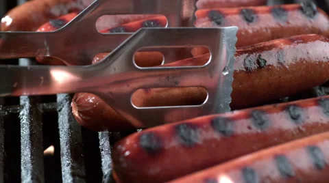 Hot dogs on grill, shot on Phantom Flex 4K Stock Footage