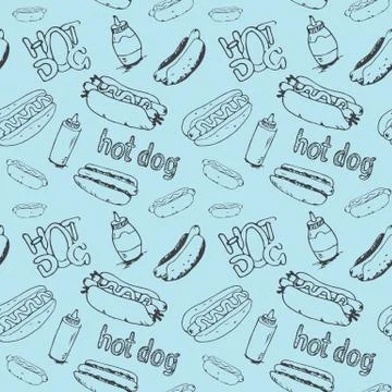 Hot Dogs Seamless Pattern Stock Illustration