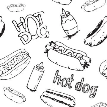 Hot Dogs Seamless Pattern Stock Illustration