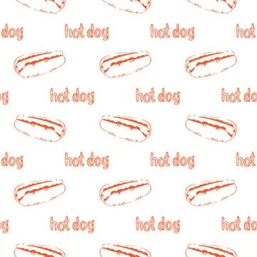 Hot Dogs Seamless Pattern Stock Illustration