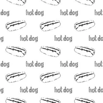 Hot Dogs Seamless Pattern Stock Illustration
