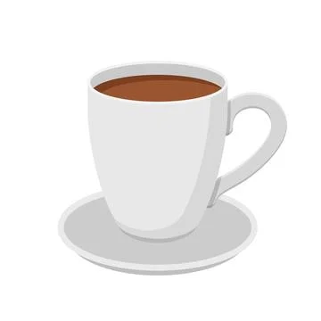 Hot drink cup icon in flat style. Coffee or tea mug vector illustration on .. Stock Illustration