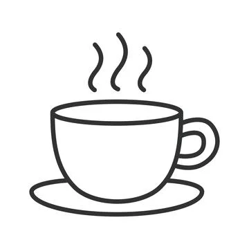 Hot drink cup icon in line design. Coffee, tea, beverage, steam, morning Stock Illustration