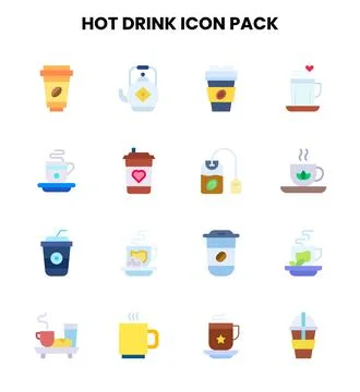 Hot Drink Flat Graphics Icons Pack Illustrazione stock