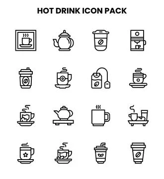 Hot Drink Line Vector Icons Pack Stock Illustration