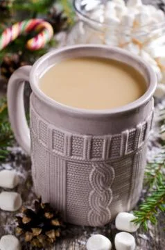 Hot drink with marshmallows Stock Photos
