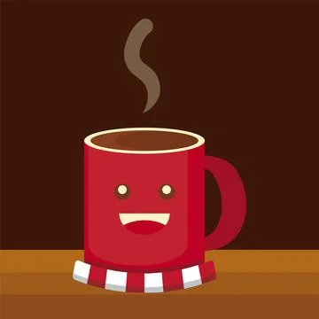 Hot drink mug with smile. Vector Stock Illustration